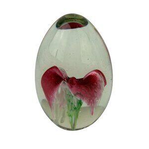 Vintage MSH Signed Flower Bloom Glass Paperweight Home Office Decor
